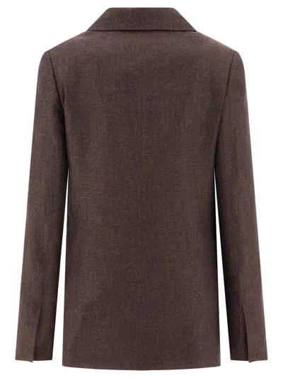 Loewe Linen Single-breasted Tailored Jacket Jackets Brown In Brown
