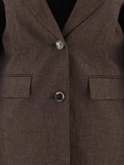 Loewe Linen Single-breasted Tailored Jacket Jackets Brown In Brown
