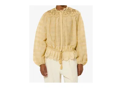 Isabel Marant Étoile Polly Cotton And Floral Lace Blous In Brown