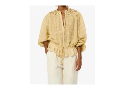 Isabel Marant Étoile Polly Cotton And Floral Lace Blous In Brown