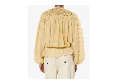 Isabel Marant Étoile Polly Cotton And Floral Lace Blous In Brown