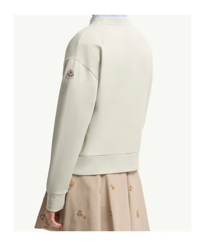 Moncler Embroidered Logo Cotton Sweatshirt In Green
