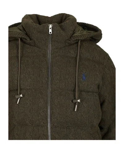 Polo Ralph Lauren Cable-knit Hooded Jacket In Green