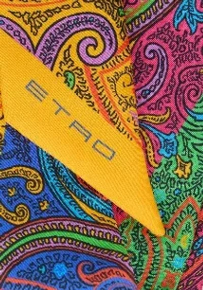 Etro Rectangular Scarf Nylon Silk Paisley Pattern In Multi