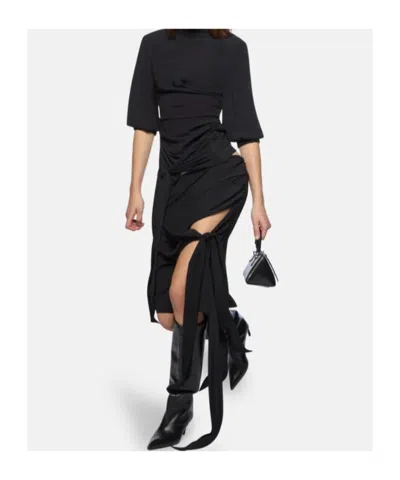 Attico Black Midi Skirt In Black