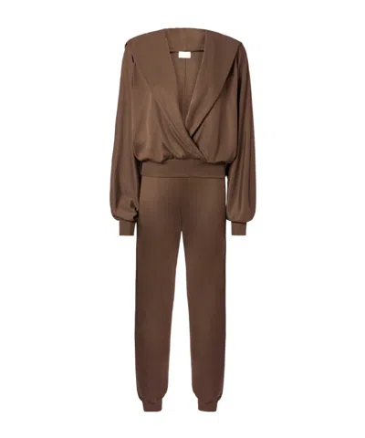 The Andamane Grace Set Hooded Knitwear Set Chocolate In Brown