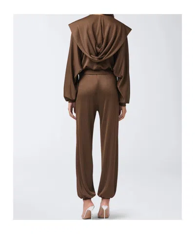The Andamane Grace Set Hooded Knitwear Set Chocolate In Brown