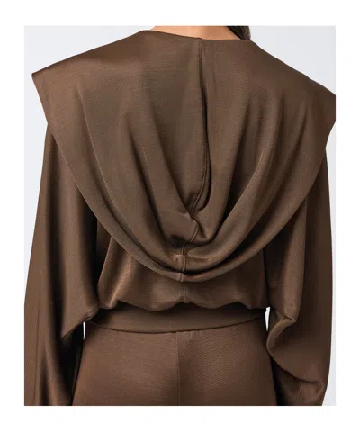 The Andamane Grace Set Hooded Knitwear Set Chocolate In Brown