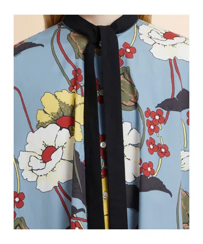 Marni Melodia Print Oversized Poplin Dress In Blue