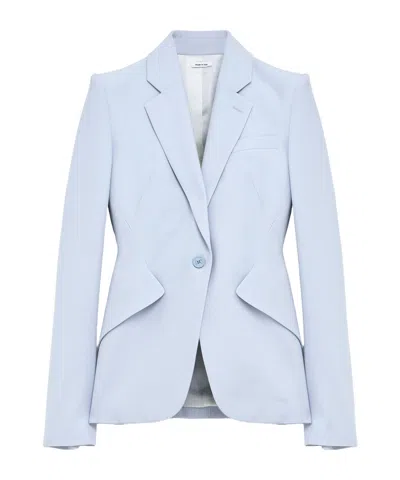Alexander Mcqueen Single-breasted Blazer Jacket In Pearl Blue