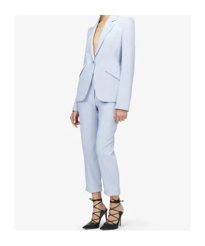 Alexander Mcqueen Single-breasted Blazer Jacket In Pearl Blue