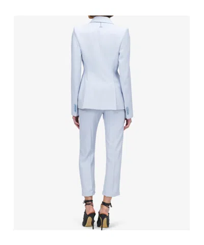 Alexander Mcqueen Single-breasted Blazer Jacket In Pearl Blue