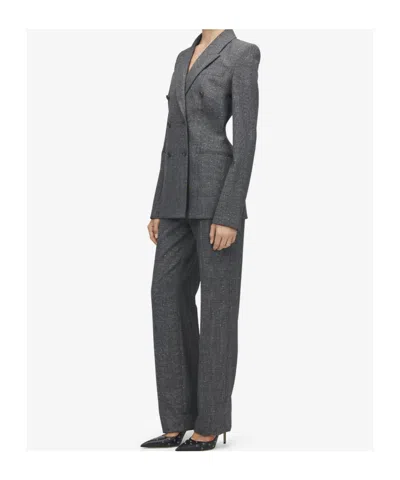 Alexander Mcqueen Women's Flecked Glen Check Double-breasted Jacket In Black/ivory In Gray