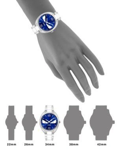 Shop Fendi Momento  Bug Diamond, Stainless Steel & Ceramic Bracelet Watch In Na