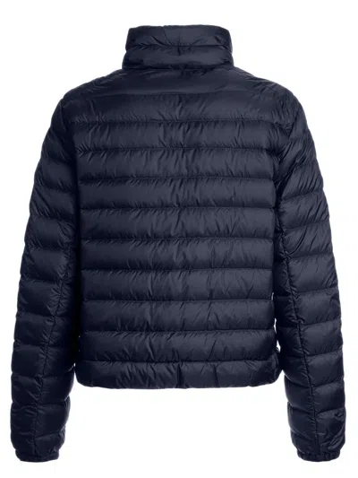 Parajumpers Quilted Jacket Hood Drawstring Waist In Blue