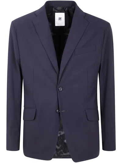 Pt01 Button-down Blazer In Blue