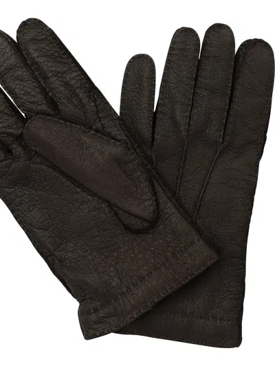 Restelli Leather Gloves In Black