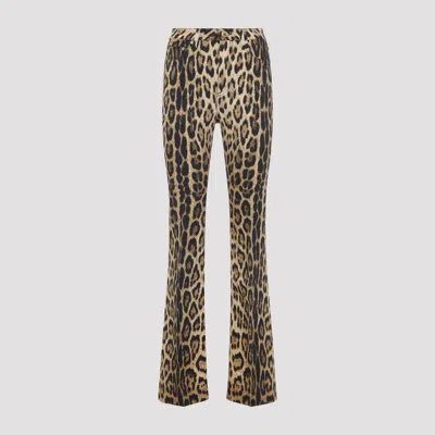 Roberto Cavalli Beige Bootcut Cotton Jeans In Multi