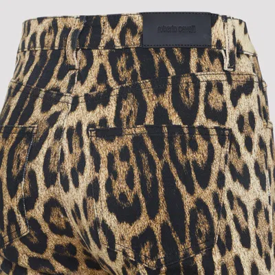 Roberto Cavalli Beige Bootcut Cotton Jeans In Multi