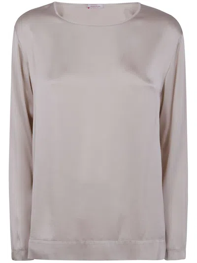 Rosso Puro Mirror Silk Long Sleeves Oversized Blousa In Gray