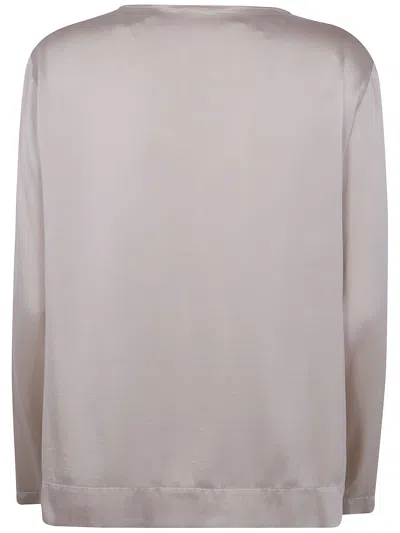 Rosso Puro Mirror Silk Long Sleeves Oversized Blousa In Gray