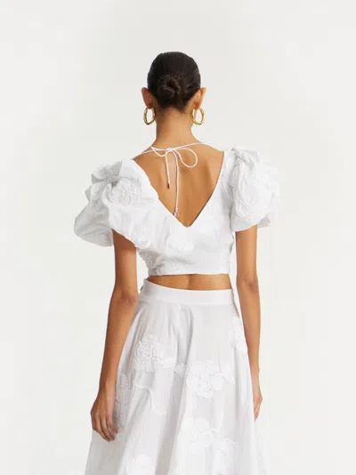 Rotate Birger Christensen Rotate Birgerchristensen Puff Sleeve Cotton Top In Red