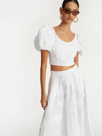 Rotate Birger Christensen Rotate Birgerchristensen Puff Sleeve Cotton Top In Red