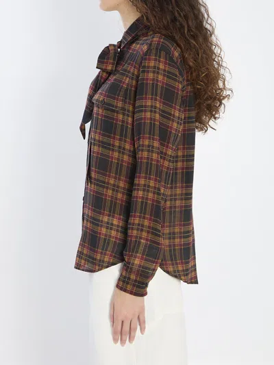 Saint Laurent 'cassandre' Lavallière Shirt In Brown