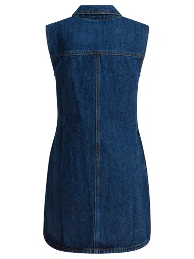 Self-portrait Denim Sleeveless Mini Dress In Blue