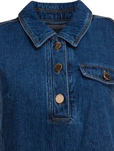 Self-portrait Denim Sleeveless Mini Dress In Blue