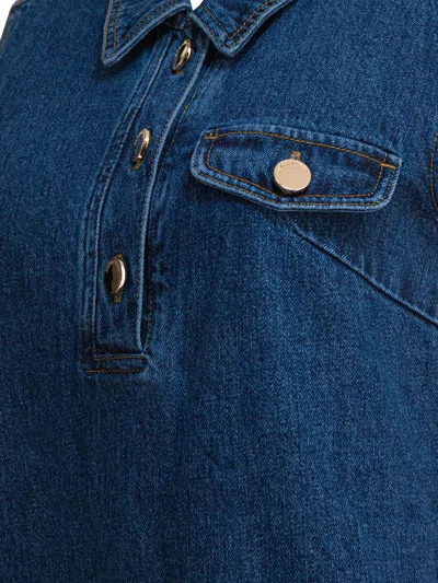 Self-portrait Denim Sleeveless Mini Dress In Blue