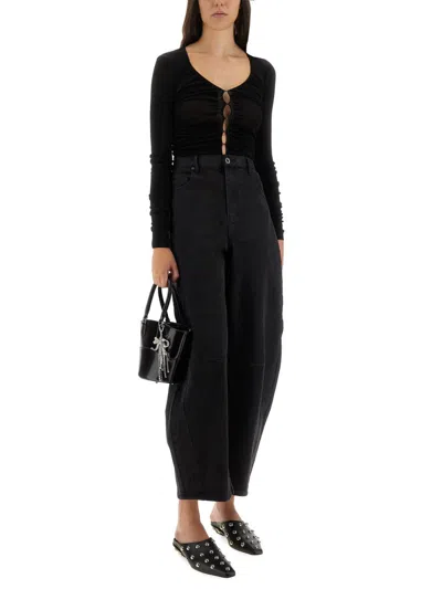 Self-portrait Self Portrait Viscose Knit Top In Black