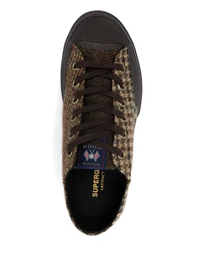 Superga "2432 Works Wool Patchwork" Sneakers In Brown