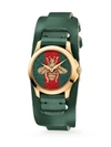 GUCCI G-Timeless Embroidered Bee Goldtone Stainless Steel & Leather Watch