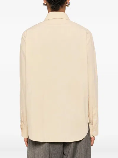 The Row Margan Long-sleeve Shirt With Curved Hem In Neutral
