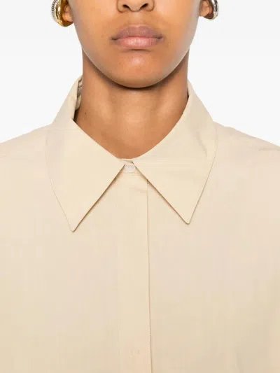 The Row Margan Long-sleeve Shirt With Curved Hem In Neutral