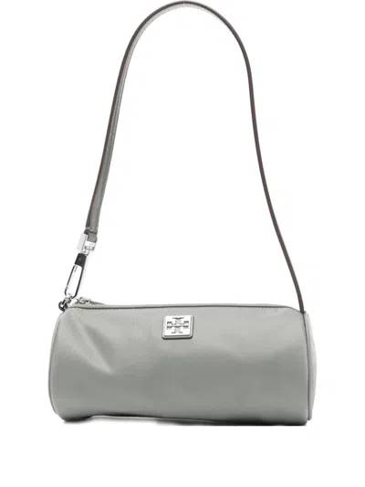 Tory Burch Virginia Cylinder Bag With Double-t Plaque In Gray