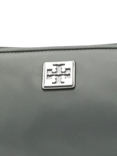 Tory Burch Virginia Cylinder Bag With Double-t Plaque In Gray