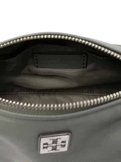 Tory Burch Virginia Cylinder Bag With Double-t Plaque In Gray