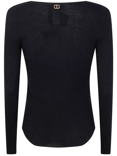 Twinset Twin-set Round Neck Sweater In Black
