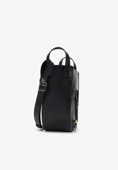 Loewe Hammock Slice Leather Shoulder Bag In Black