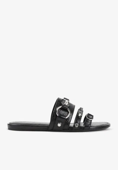Balenciaga City Nappa Leather Slippers In Black