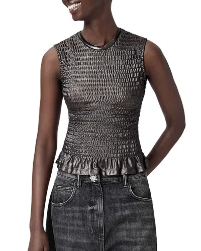 Allsaints Ode Smocked Metallic Tank In Gray