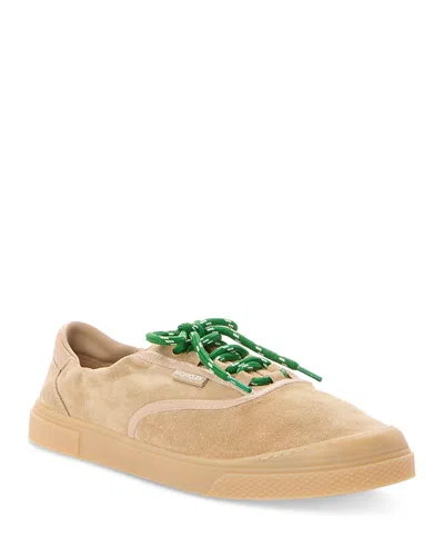 Moncler Lace-up Suede Sneakers With Leather Lining And 2.4 Cm Sole Height In Neutral