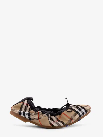 Burberry Women Fawn Ballerinas With Traditional Check Motif In Multi