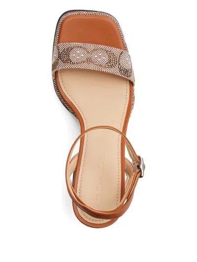Coach Cocoa Logo-patterned Sandals In Brown