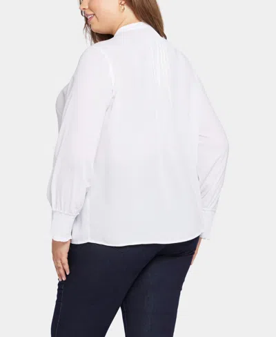 Nydj Plus Size Pleated Peasant Blouse In White