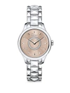Dior Viii Montaigne Diamond, Mother-of-pearl & Two-tone Stainless Steel Bracelet Watch In Silver-pink
