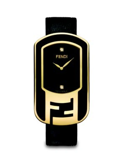 Shop Fendi Goldtone Ip Stainless Steel & Diamond Watch/black In Na