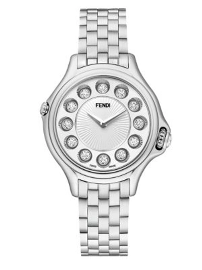 Fendi Crazy Carats Diamond, White Topaz, Black Spinel & Stainless Steel Medium Bracelet Watch